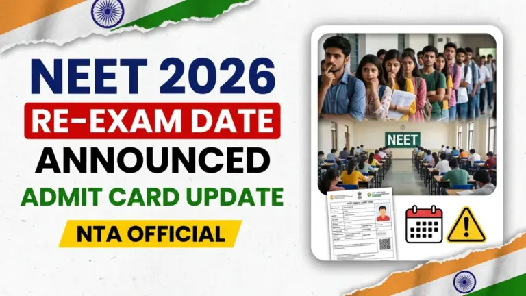 NEET 2026 Re-Exam Date Announced; NEET Admit Card, NTA to Conduct Re-NEET UG on this Date